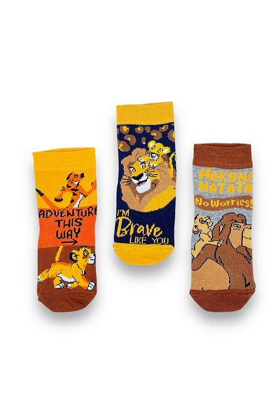 Disney Lion King Licensed Boy's 3 Pairs Socket Socks 21580
