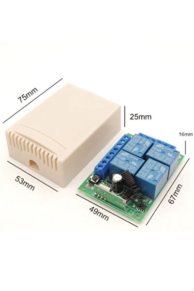 FÖF Kablosuz Rf Uzaktan Kumandalı 4 Kanallı 12V Röle Kartı Set 433 Mhz Garaj Kapısı Kontrolcüsü