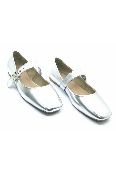 KCMN Balerina de damă Feles cu vârf detaliat cu centură SILVER