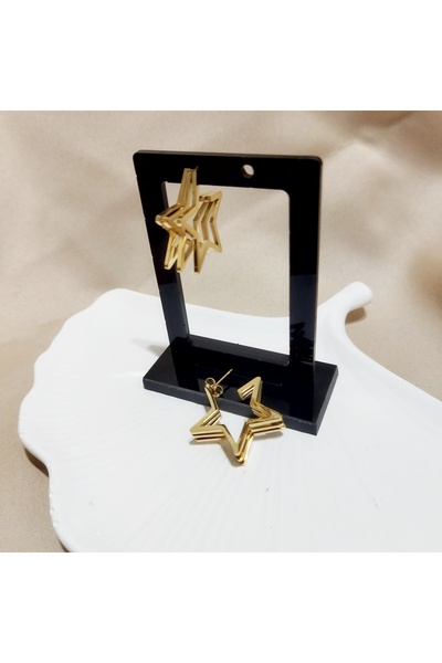 KIZÇE TAKI AKSESUAR Yıldız Model Gold Renk Çelik Kadın Küpe