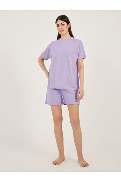 Styli Dropped Shoulder Pocket T-Shirt and Button Placket Pyjama Shorts Set