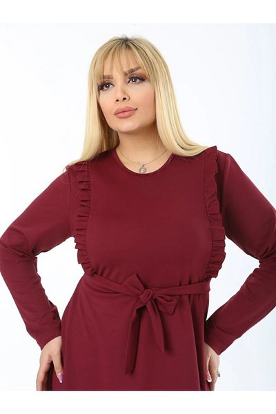 MODA ROCHIE CREP DE Mărime Plus, CU DETALII CU FALCĂ
