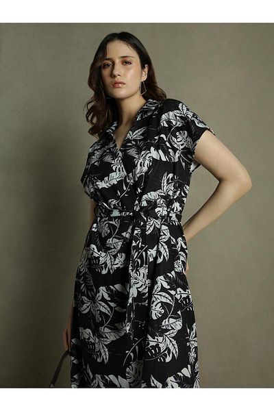 Dennis Lingo By Styli DL Women Tropical Print V-neck Wrap Dress