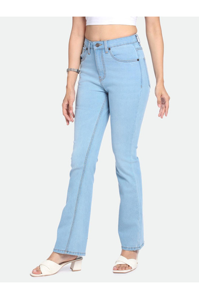 Dennis Lingo By Styli DL Woman Bootcut High-Rise Clean Look Light Fade Stretchable Jeans