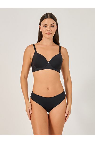 Styli Solid Back Cut Out Detail Thong with Metal Trim