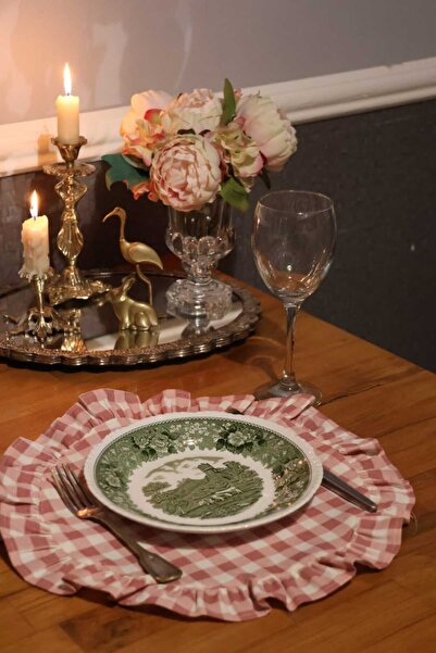 vintagetasarım supla amerikan servis vintage fırfırlı çiçekli 2 adet