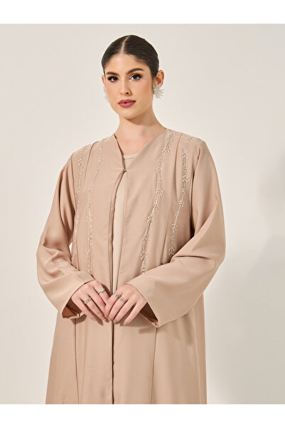 Styli Embellished A-Line Open Abaya