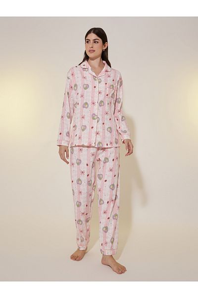 Styli All-Over Print Long Sleeve Shirt and Pyjama Set