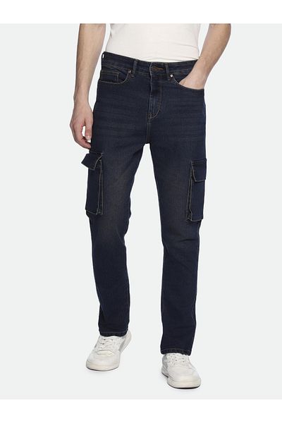 Dennis Lingo By Styli Light Wash Straight Fit Cargo Jeans