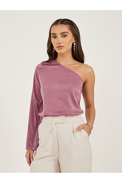 Styli بلوزة ذات نسيج محبوك بكتف واحد ورقبة غير متماثلة
