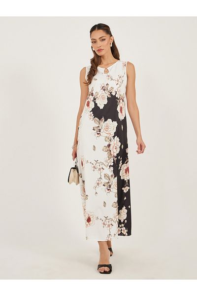 Styli Floral Print Sleeveless A-Line Maxi Dress