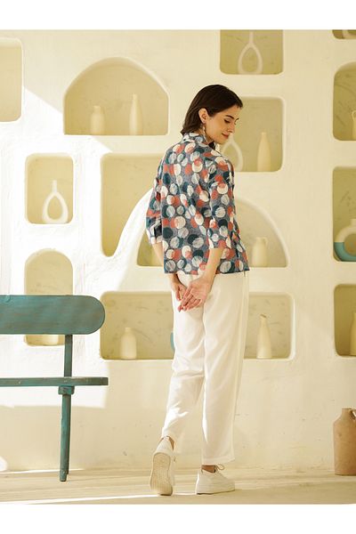 Sanskrutihomes By Styli All-Over Print 3/4 Sleeves Shirt and Pyjama Set