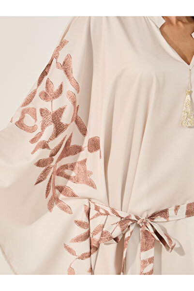 Styli Printed Waist Tie-Up Kaftan with Tassel Detail