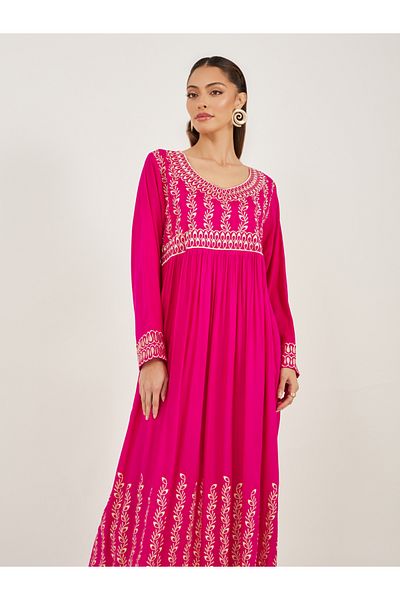 Maxim Creation By Styli Block Printed V Neck Jalabiya