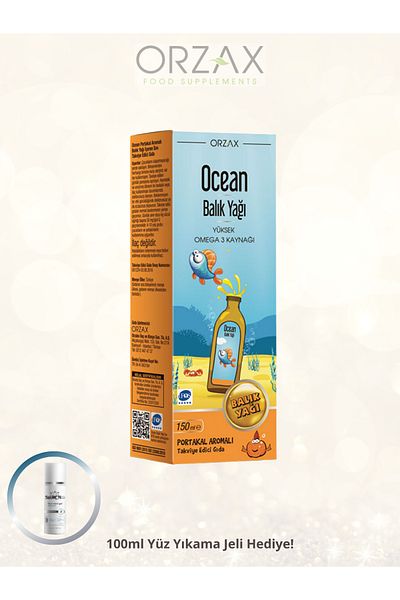 Ocean Omega 3 Orange Flavored 150 ml Fish Oil Syrup + Facial Cleansing Gel 100 ml