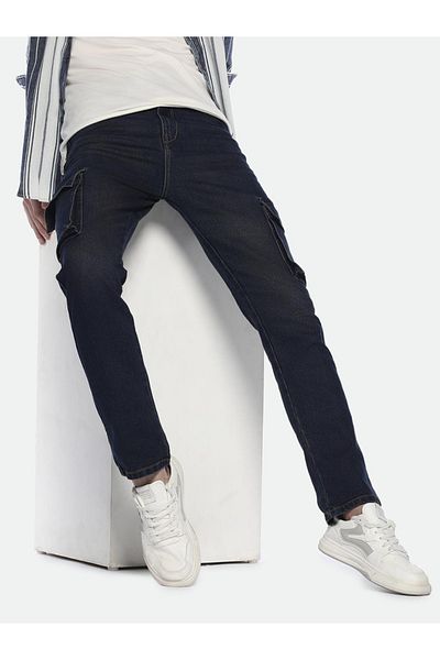 Dennis Lingo By Styli Light Wash Straight Fit Cargo Jeans