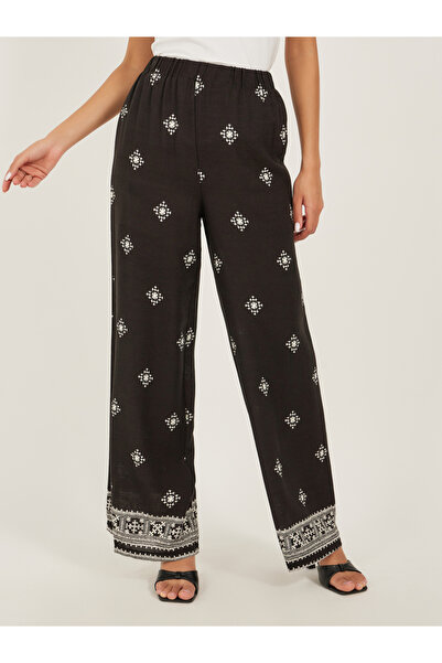 Styli Placement Print Spread Buttoned Shirt and Wide Leg Pants Set