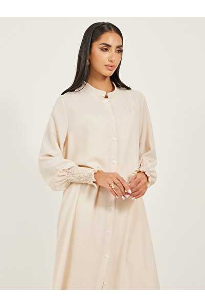 Styli Bishop Sleeve Buttoned Longline Shirt with Wide Leg Pants Set