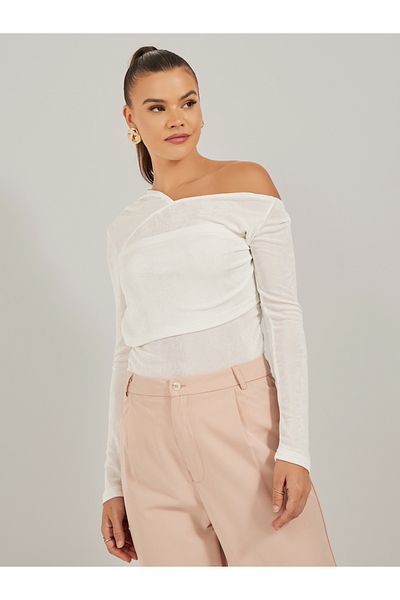 Styli One Shoulder Long Sleeve Knit Top