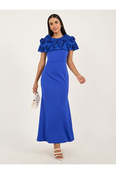 Styli Flower Corsage A-Line Maxi Dress