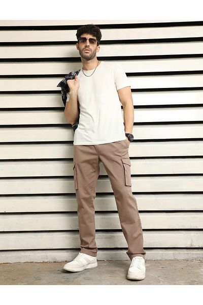 High Star By Styli High Rise Regular Fit Trousers with Cargo Pockets
