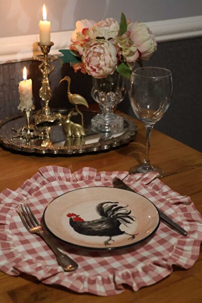 vintagetasarım supla amerikan servis vintage fırfırlı çiçekli 2 adet