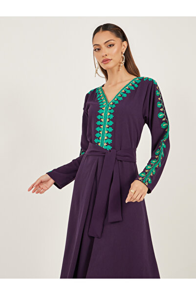 Maxim Creation By Styli Embroidered A-Line Jalabiya with Tie Detail