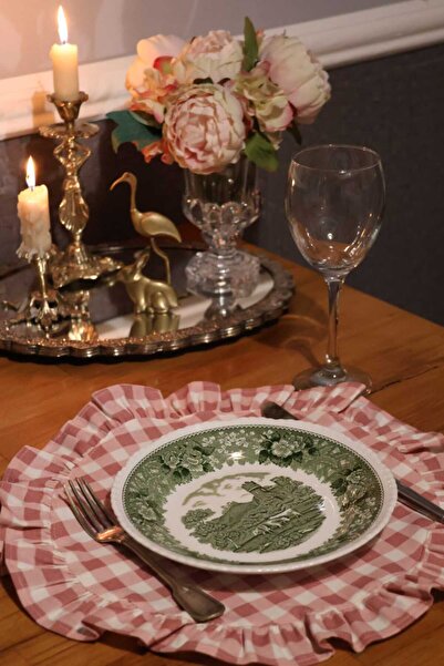 vintagetasarım supla amerikan servis vintage fırfırlı çiçekli 2 adet