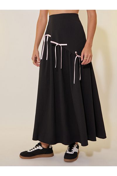 Styli Bow Tie Detail A-line Midi Skirt
