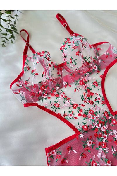 Lessya Floral Floral Patterned Bralet and Bodysuit Set of 2