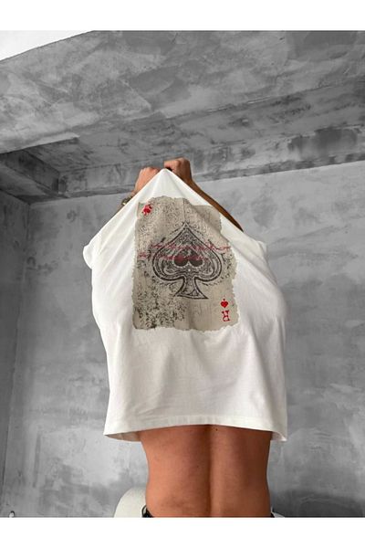 Kokosh moda Ανδρικό μπλουζάκι με στάμπα μπροστά και πίσω με λαιμόκοψη - Λευκό