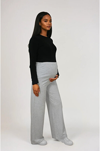 MODA ملابس الأمومة الخصر قابل للتعديل من الركيزة واسعة الساق اثنين من موضوع ليكرا بتمشيط السراويل