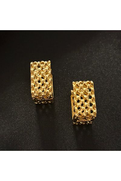 Zeyn Square Cut Gold Steel Earrings
