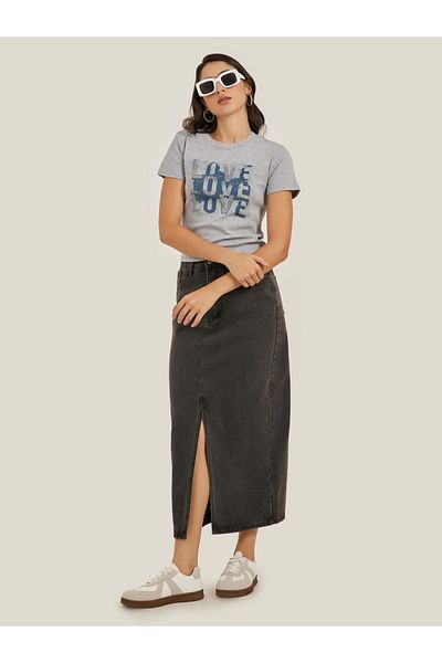 Styli Slogan Print Round Neck Short Sleeve T-Shirt