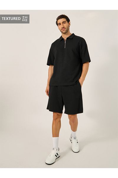 Styli Textured Relaxed Fit Polo T-Shirt and Shorts Co-Ords