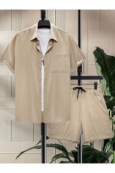 Take Two By Styli Solid Short Sleeve Shirt and Shorts Co-Ords