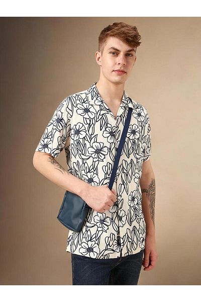 Dennis Lingo By Styli Floral Print Button-Down Shirt