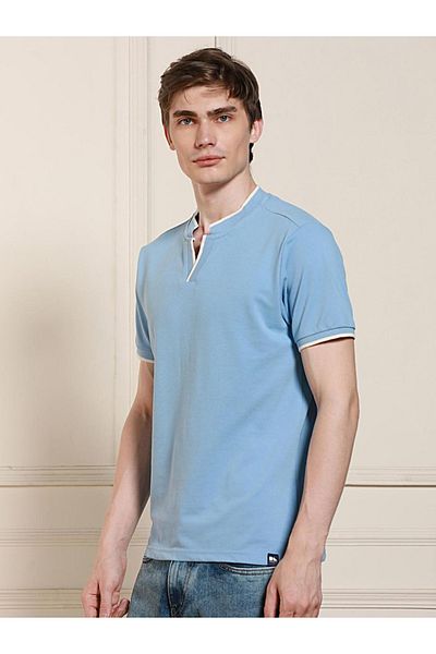 Dennis Lingo By Styli Mandarin Collar Solid T-shirt