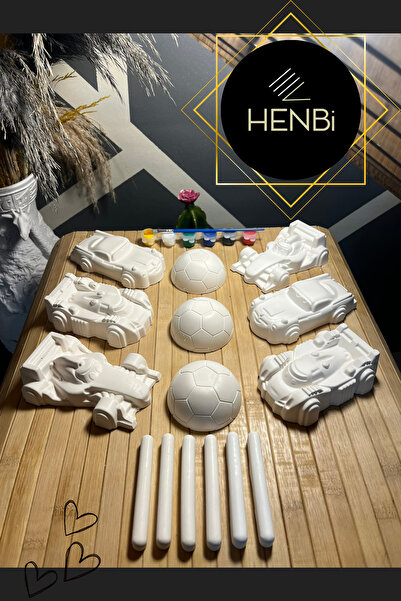 HENBi 15 Adet XXL Arabalar Taş Boyama Seti Büst Figür Boyama Çocuk gelişimi T...