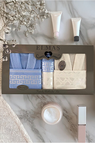 Elmas Home Collection طقم جاكار دايموند طقم روب حمام مكون من 6 قطع |   رداء ا...