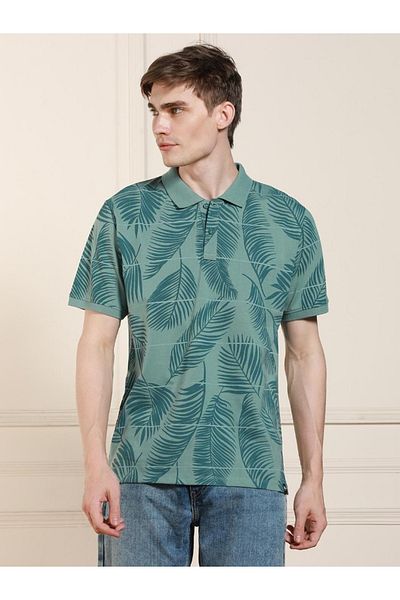 Dennis Lingo By Styli Striped Floral Printed Polo T-Shirt