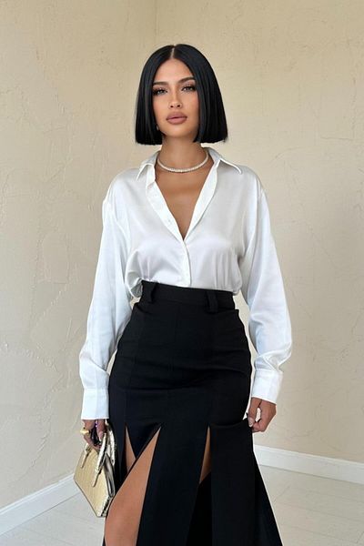 leyla sanat sanata yeni bir bakış açısı Leyla Sanat a New Perspective on Art Black Slit Split Skirt