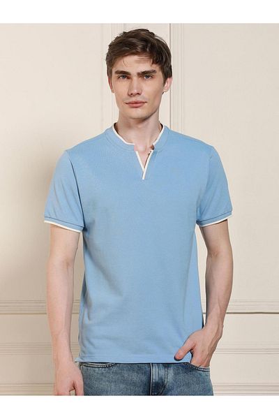 Dennis Lingo By Styli Mandarin Collar Solid T-shirt