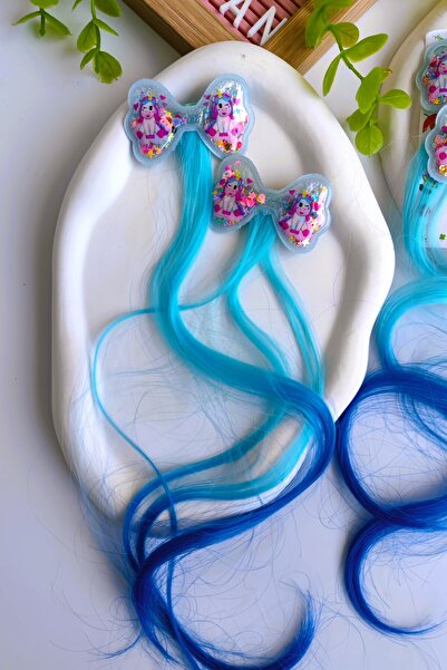 Nisankids Kız Çocuk Pullu Unicorn Yapay Saç Postiş 2 Adet