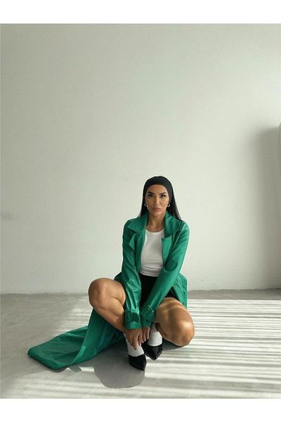 leyla sanat sanata yeni bir bakış açısı Leyla Sanat a New Perspective on Art Quilted Leather Trench - Green