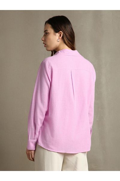 Dennis Lingo By Styli Textured Spread Collar Oversized Casual Shirt