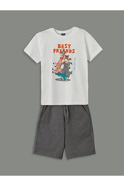 LC Waikiki Lcw Eco White Bicycle Collar Boys T-Shirt and Shorts