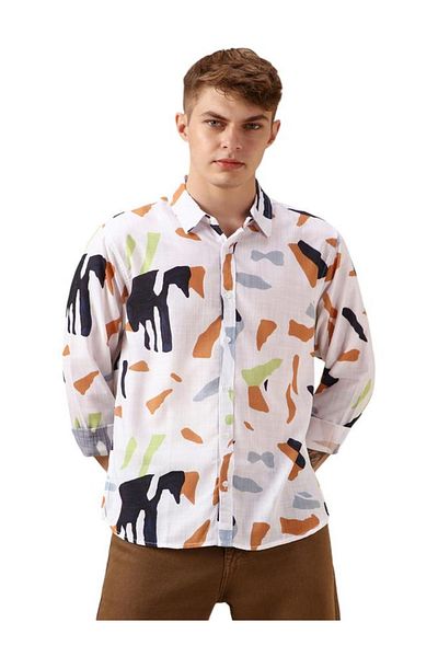 Dennis Lingo By Styli Abstract Printed Regular Fit Casual Shirt
