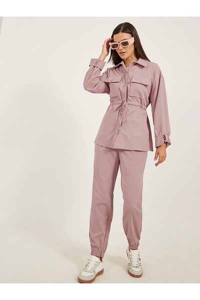 Styli Solid Pocket Detail Shirt and Joggers Co-Ords