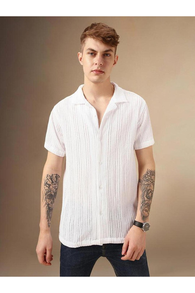 Dennis Lingo By Styli Button-Down Collar Plain Short Sleeve Shirt